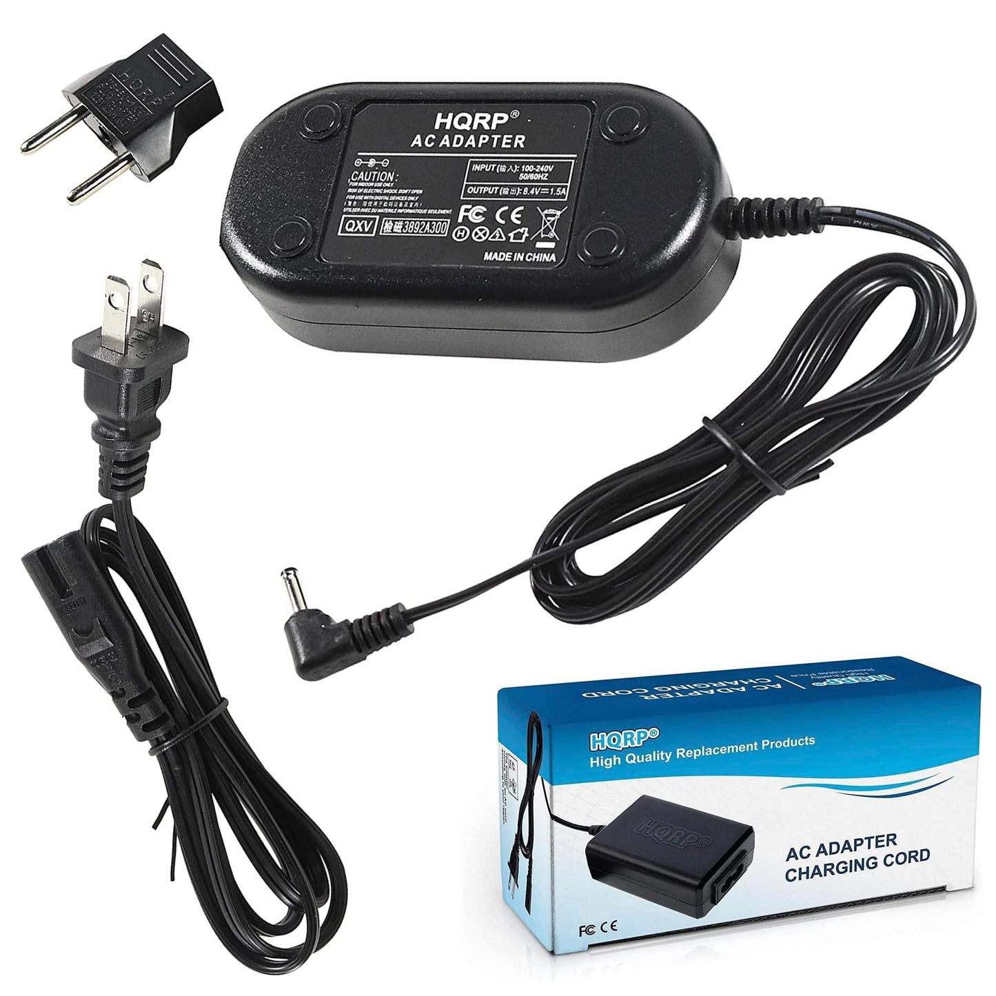 HQRP Replacement AC Adapter/Power Supply Compatible with Canon DC100, DC210, DC220, DC230 Digital Camcorder with USA Cord & Euro Plug Adapter