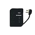 Xtreme XWS8-0107-BLK 3 Outlet Corded Surge with 2 USB Ports, Computer Surge Protector, Black