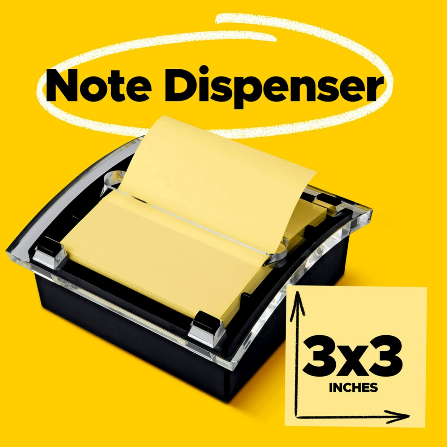 Post-it Note Dispenser, Black Base, 1 Dispenser, 1 Pad, 50 Sheets/Pad