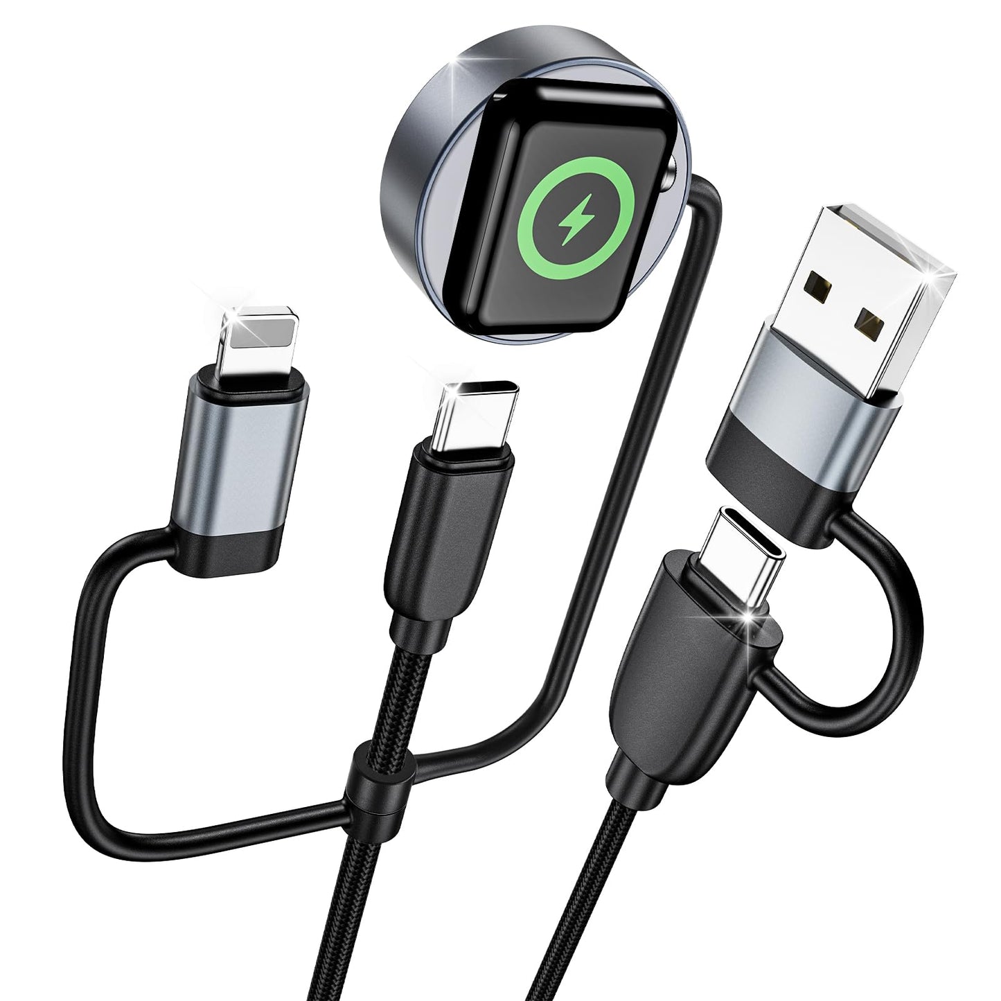 240W Fast Charging USB C Cord,Braided for Apple Watch/iPhone Charger/Samsung Charger, Travel Essentials for iWatch 10/9/8/7/6/5/4/3/2/1, iPhone 17-11