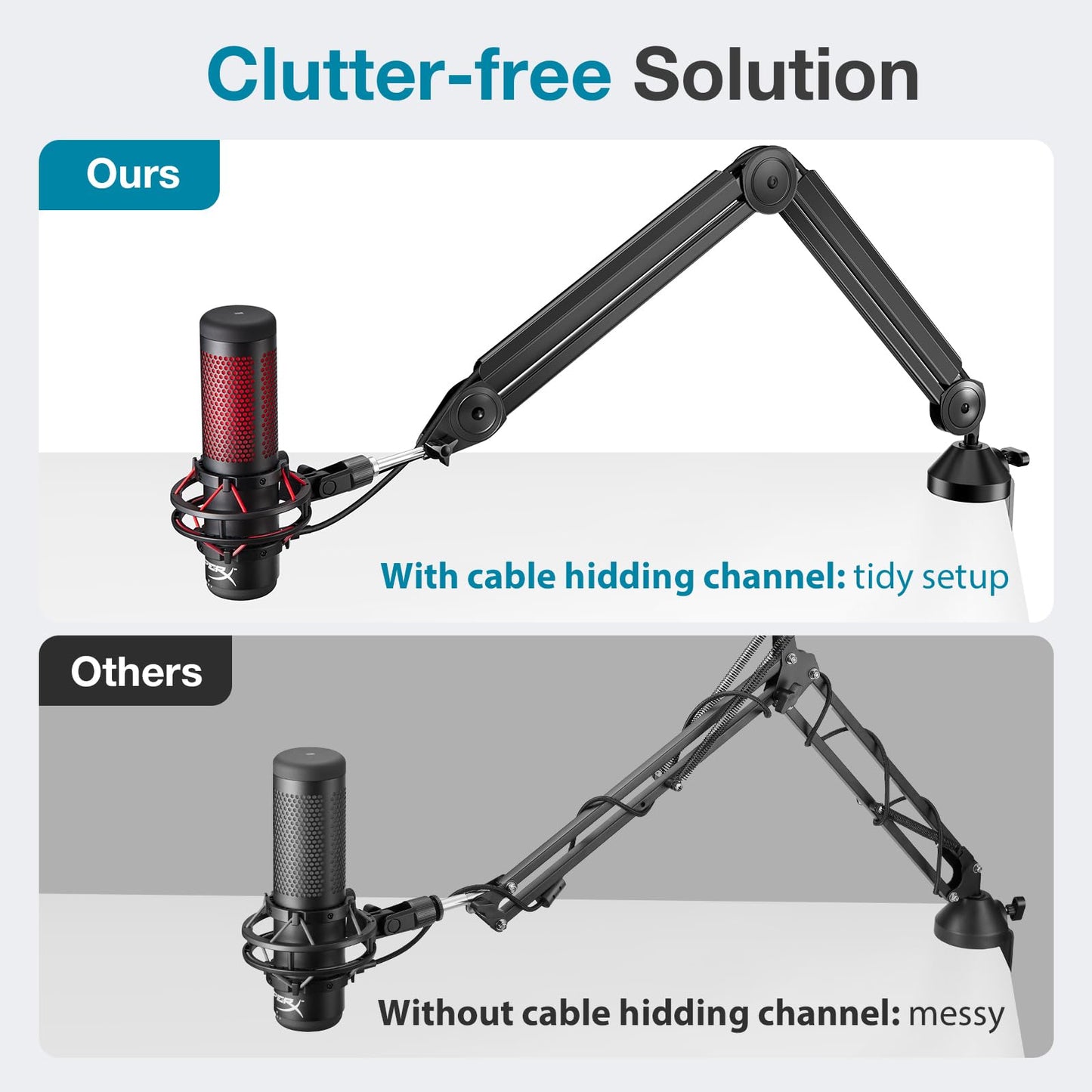 InnoGear Microphone Boom Arm, Mic Stand Desk with Cable Management Microphone Arm Stand for HyperX QuadCast SoloCast Blue Yeti Snowball Fifine Shure