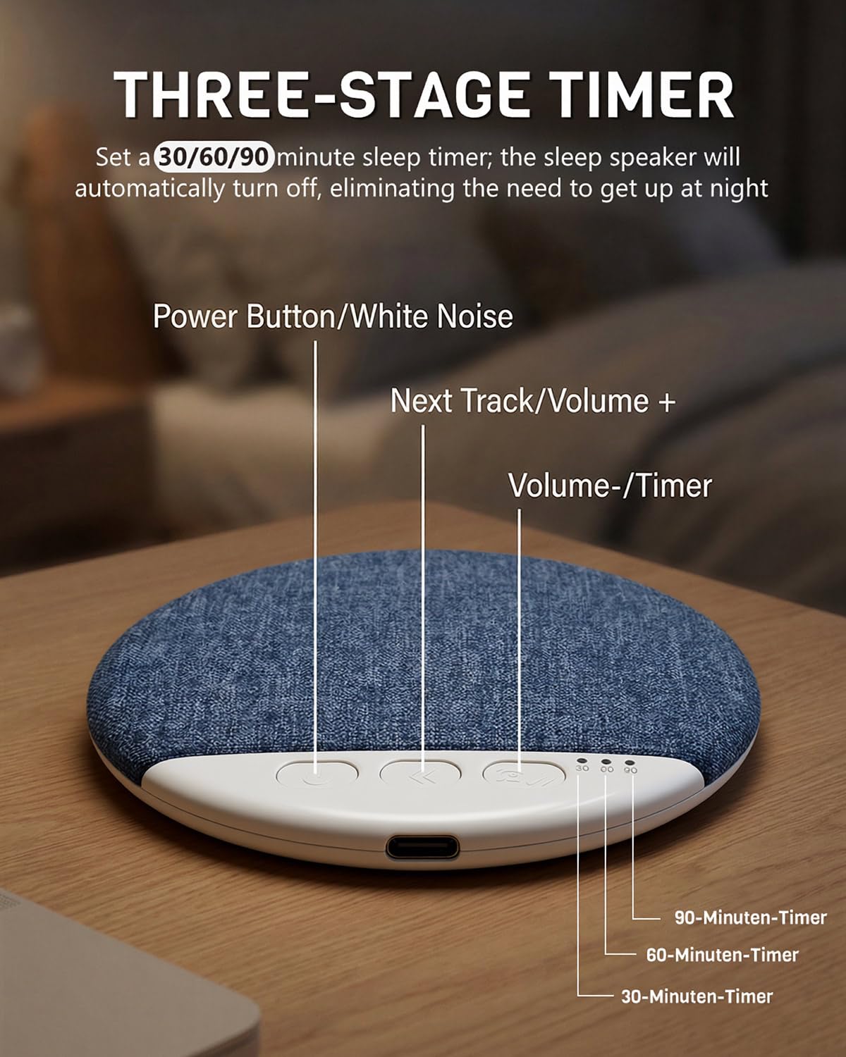Voph 2026 New Sleep Pillow Speaker for Sleeping, Portable Under Pillow Speaker with BT 5.4, White Noise Timer Wireless Sleep Aid, 10H Battery Life