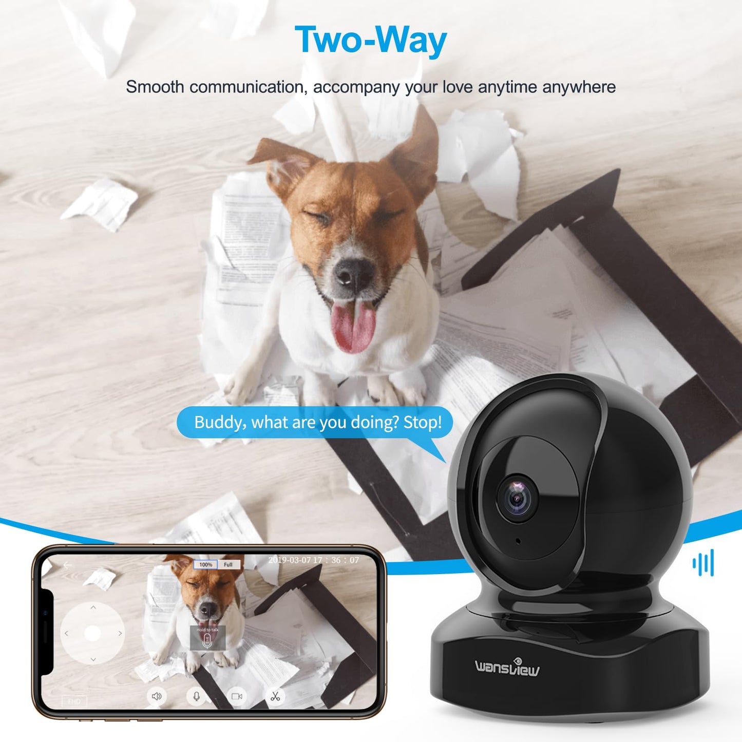 Wireless Security Camera, IP Camera 1080P HD Wansview, WiFi Home Indoor Camera for Baby/Pet/Nanny, Motion Detection, 2 Way Audio Night Vision