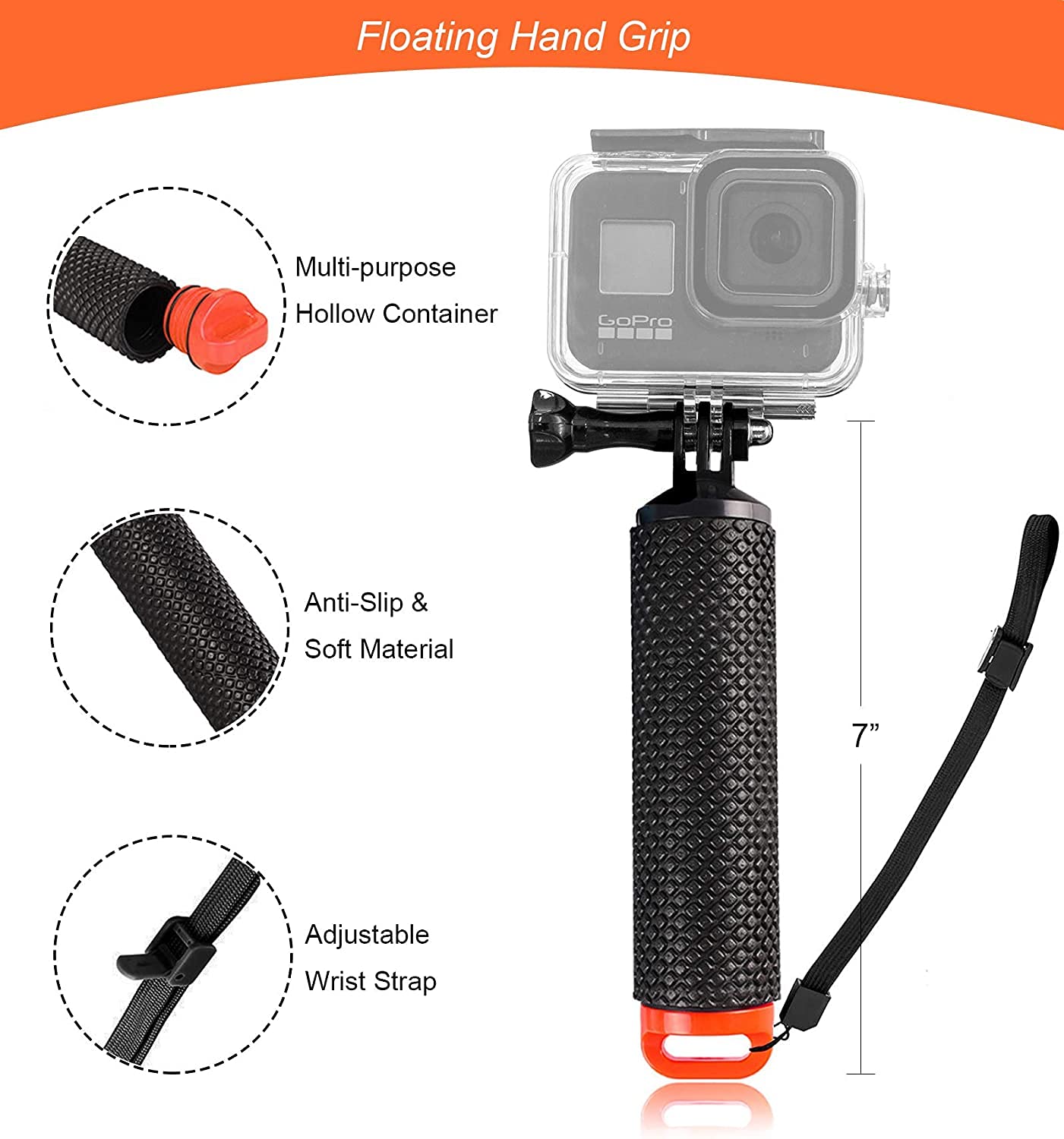 YonGoo Waterproof Floating Hand Grip Compatible with Gopro Hero 11 10 9 8 7 6 5 Max Session 4 3+, Handle Mount Accessories for Fusion, DJI Osmo Action