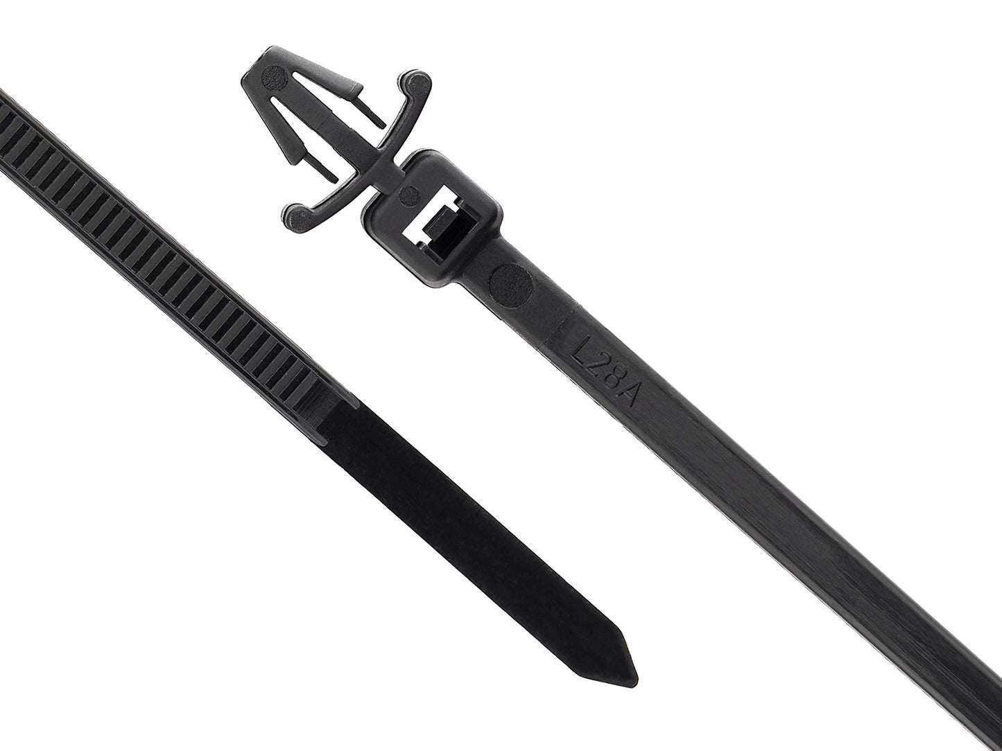 Secure 6 Inch UV Black Winged Push Mount Cable Ties for Cable Management & Organization - Durable, Easy Install for Home & Office - 100 Pack