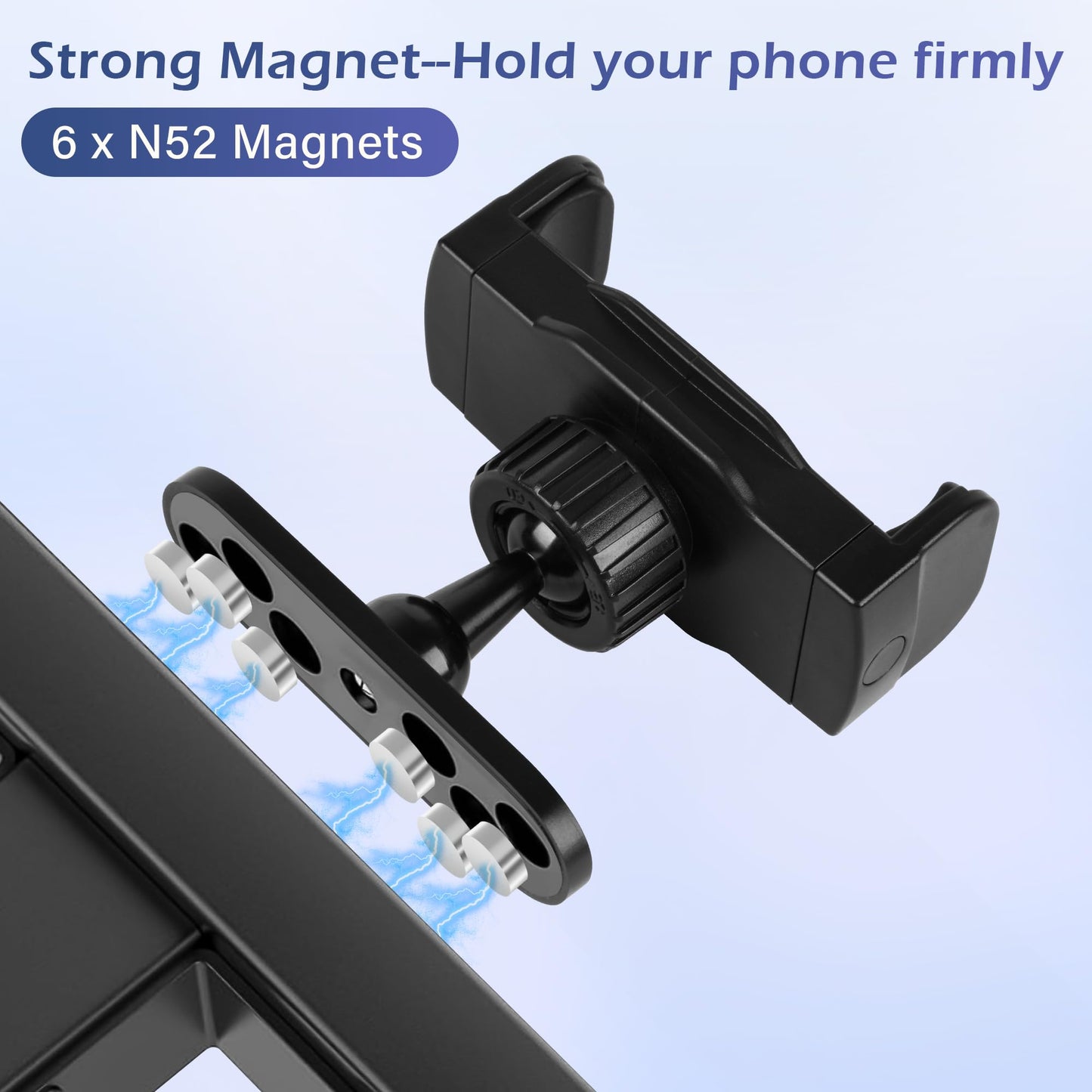 WiwiIron Magnetic Phone Holder for Gym, Portable Gym Magnetic Phone Holder, 360 Degree Adjustable, Compatible with 4.7-6.5’’ Smartphones (Black)