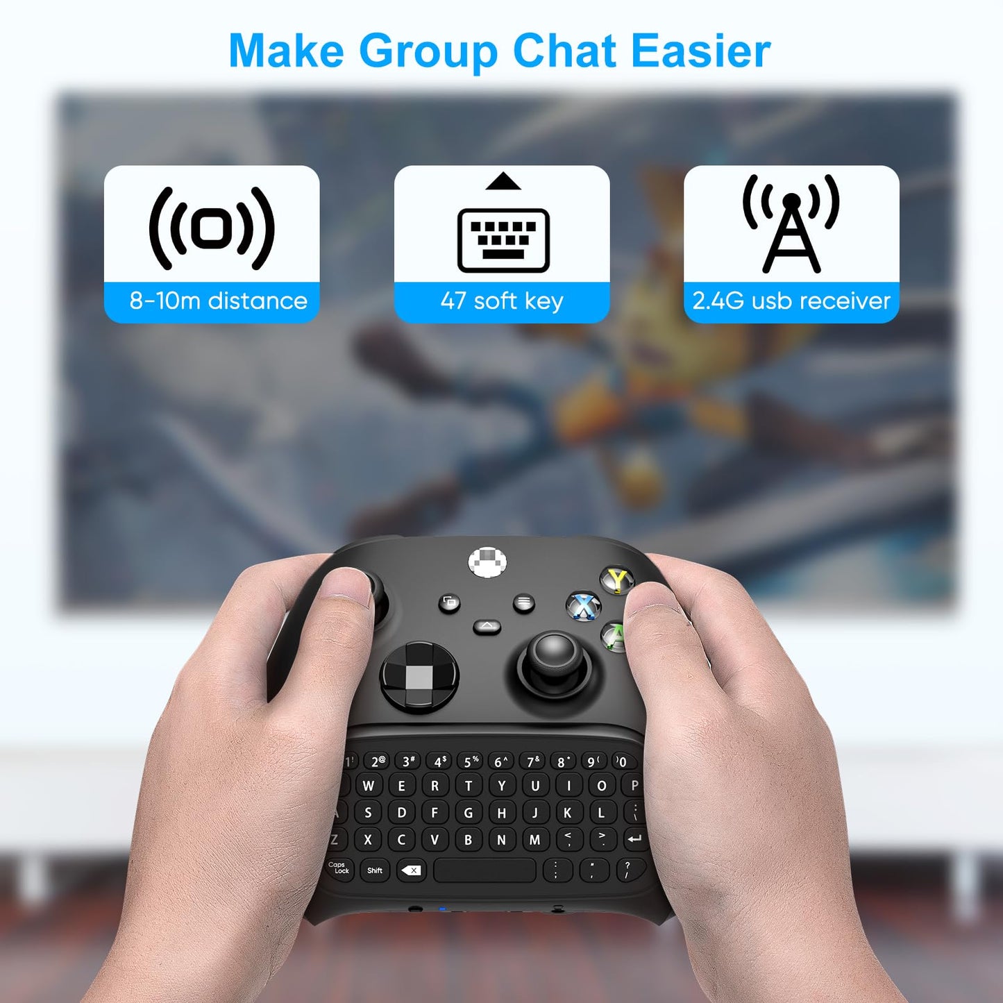 Keyboard for Xbox Series X/S, One/One X/S, Elite One/2 Controller, Wireless Gaming Chatpad Message Keypad with USB Receiver, Audio/Headset Jack