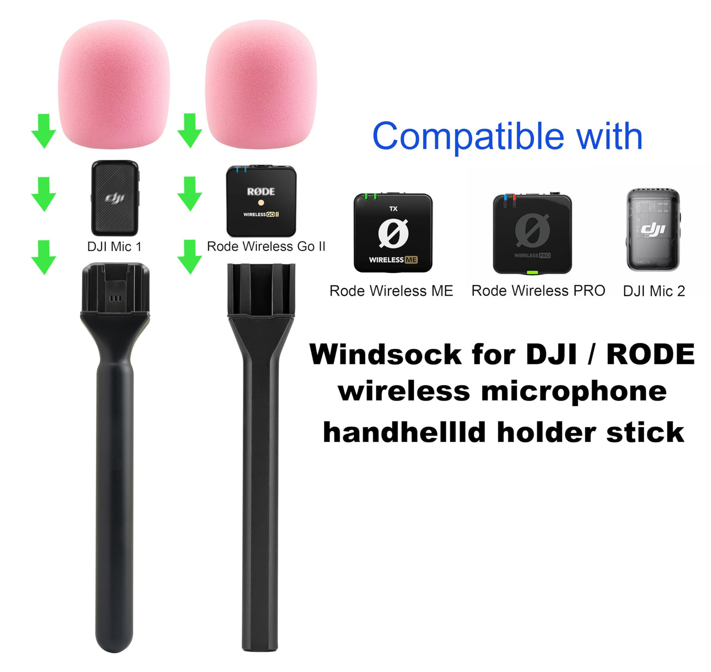 JCMOYUTY Pop Filter for DJI Mic 1 2 / DJI Pocket 2 / Pocket 3 / Rode Wireless Microphone Handheld Holder Stand Pink Windscreen