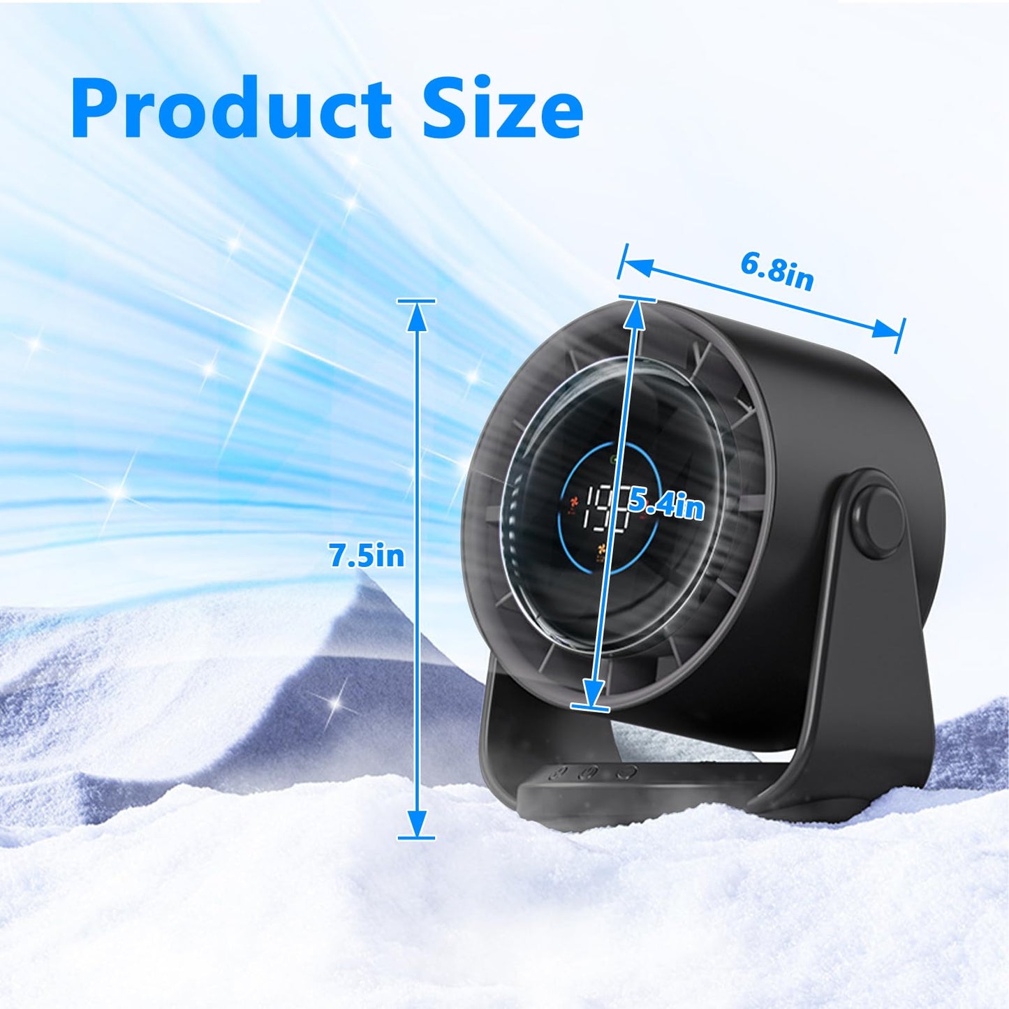 YoouDamy 199-Speed Rechargeable Desk Fan with Digital Display & 360° Airflow - 4000mAh USB Wall-Mounted Fan, Ultra-Quiet 30dB, AI Temperature Control