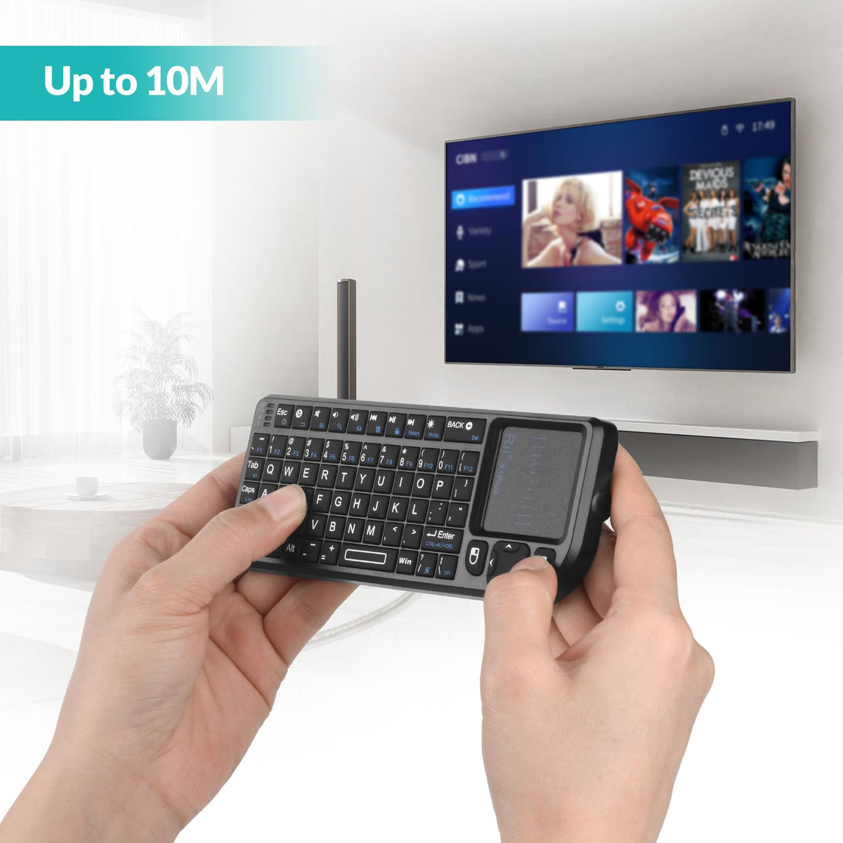 Rii 2.4G Mini Wireless Keyboard with Touchpad Mouse,Lightweight Portable Controller with USB Receiver Remote Control for Windows/ Mac/ Android