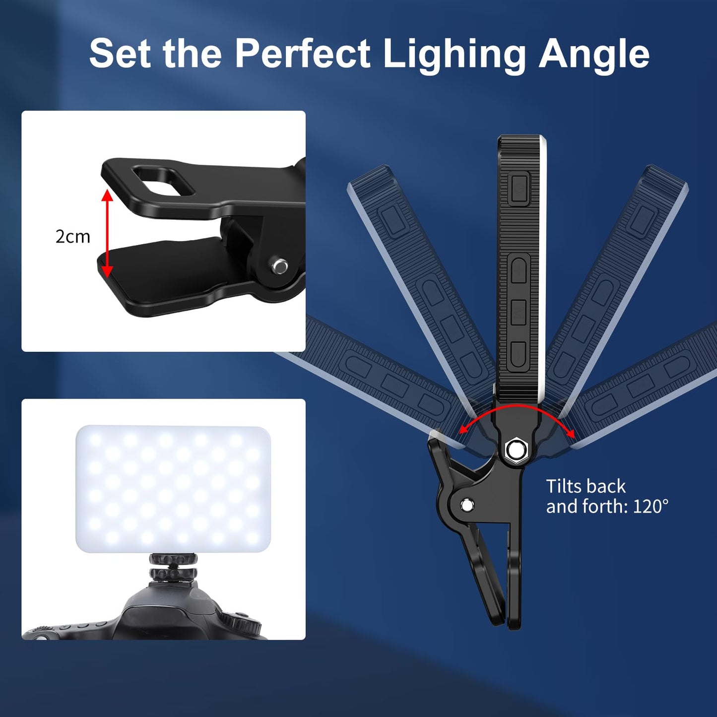 King Ma Portable Selfie Phone Light, 3 Modes LED Clip on Light Rechargeable Video Light for Phone Pictures, TikTok Vlog, Computer Laptop Video