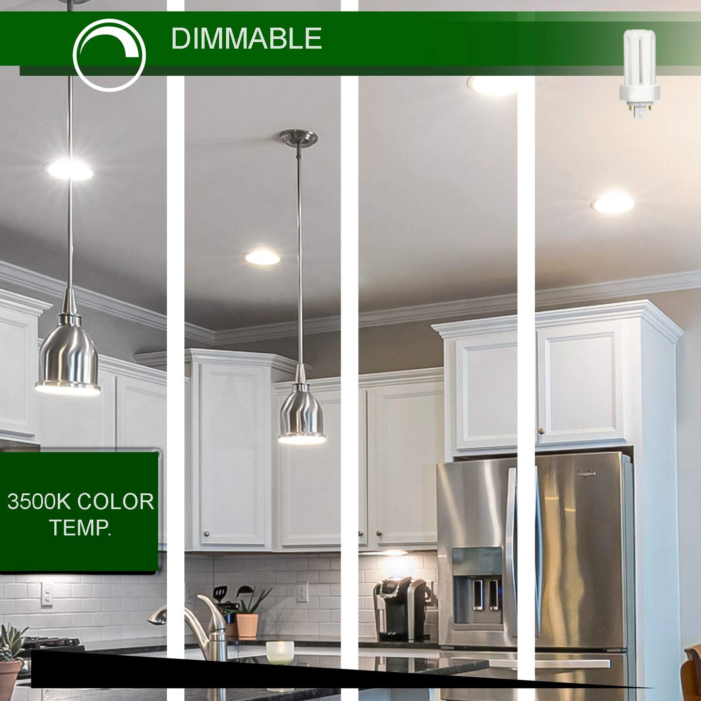 DYSMIO 13 Watt CFL Light Bulbs | 4 Pin GX24Q-1 Base 3500K Neutral White | 13W High Output 900 Lumens | Triple Tube Compact Fluorescent Light Bulbs