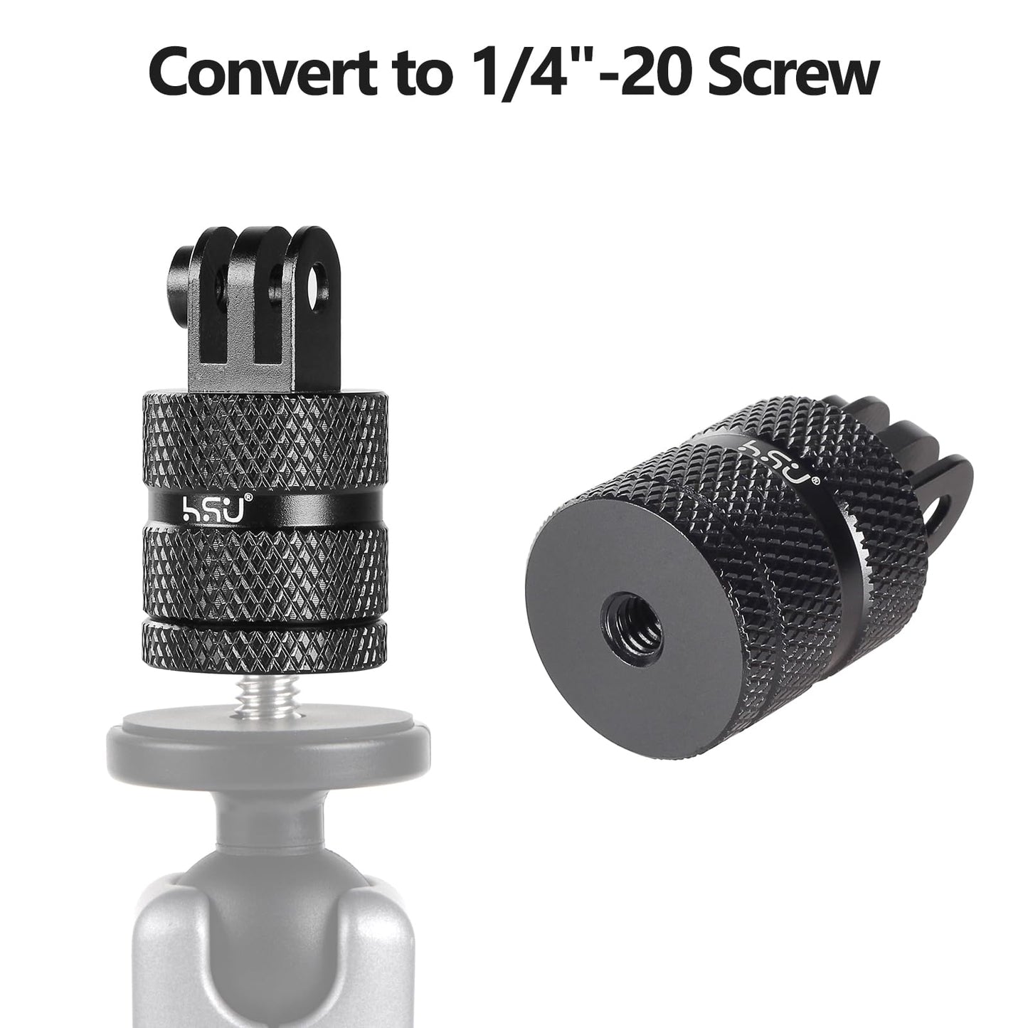 HSU Aluminum 1/4 inch 20 Camera Mount, 360 Degree Rotation Tripod Adapter Fits GoPro Hero, DJI Osmo Action Camera Insta360 Ace Pro AKASO Campark