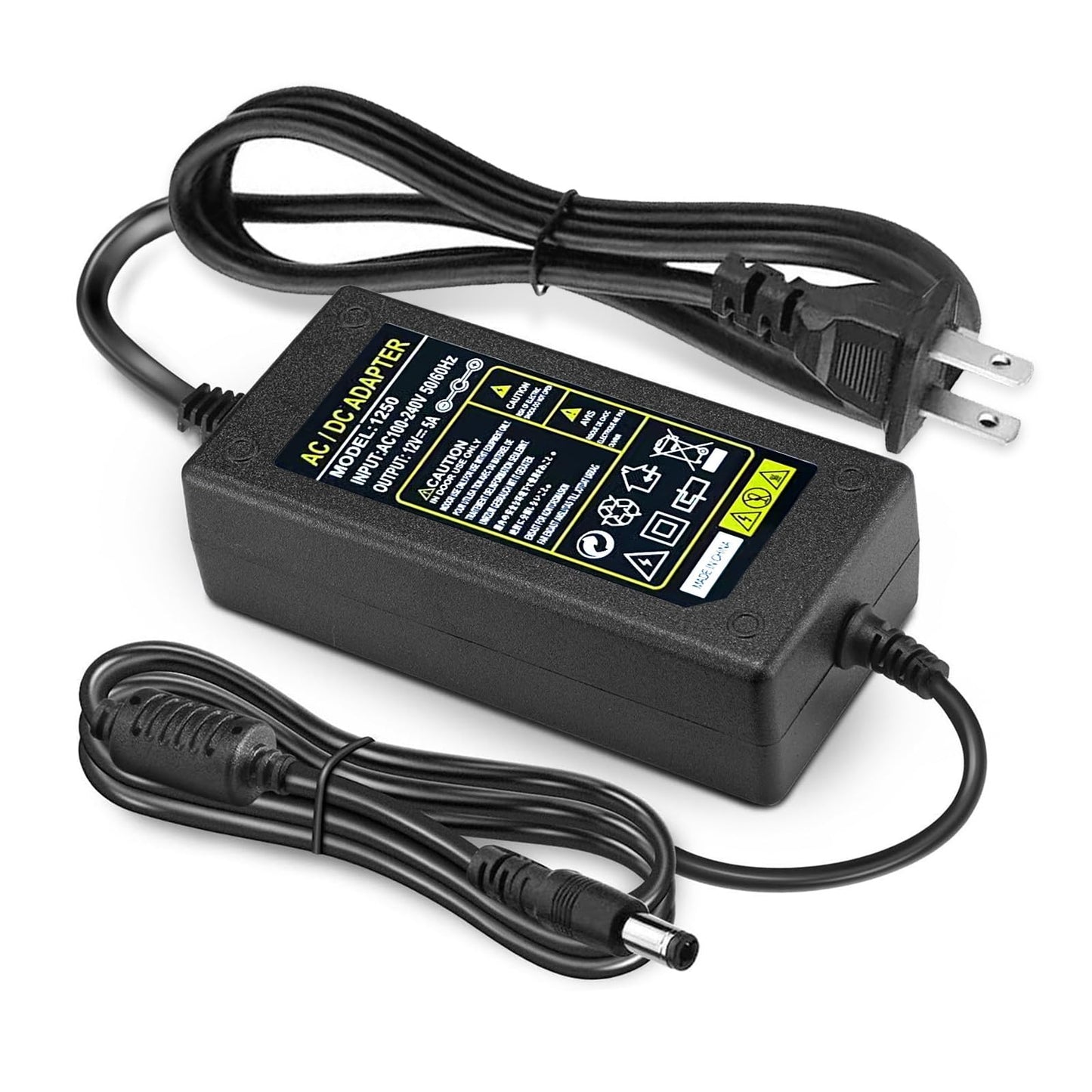 Power Adapter 12V 5A 4A 3A 2.5A 2A 1A AC DC Power Supply Cord Cable 5.5x2.1mm for Sceptre EC Series Monitor,ONN,AOC,Dell,Webcam, Router, Projector…