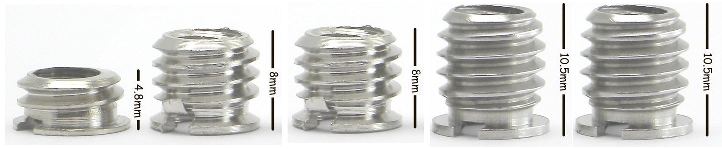 1/4" to 3/8" Convert Screw 5 Pack (3 Different Lengths Adapter Set) Desmond Camera Tripod Bushings