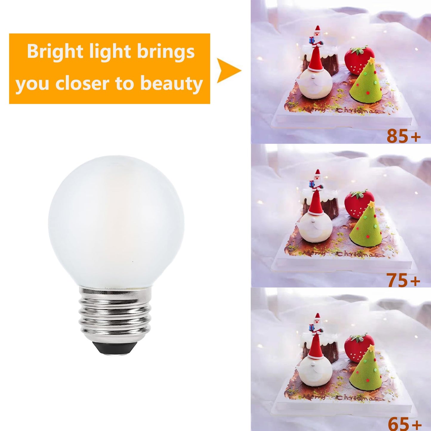 Sunaiony Frosted Globe Light Bulbs 40 Watt Equivalent, E26 LED Bulb 4W Dimmable Warm White 2700K, G16.5 Edison Light for Vanity, Pendant - 6 Pack