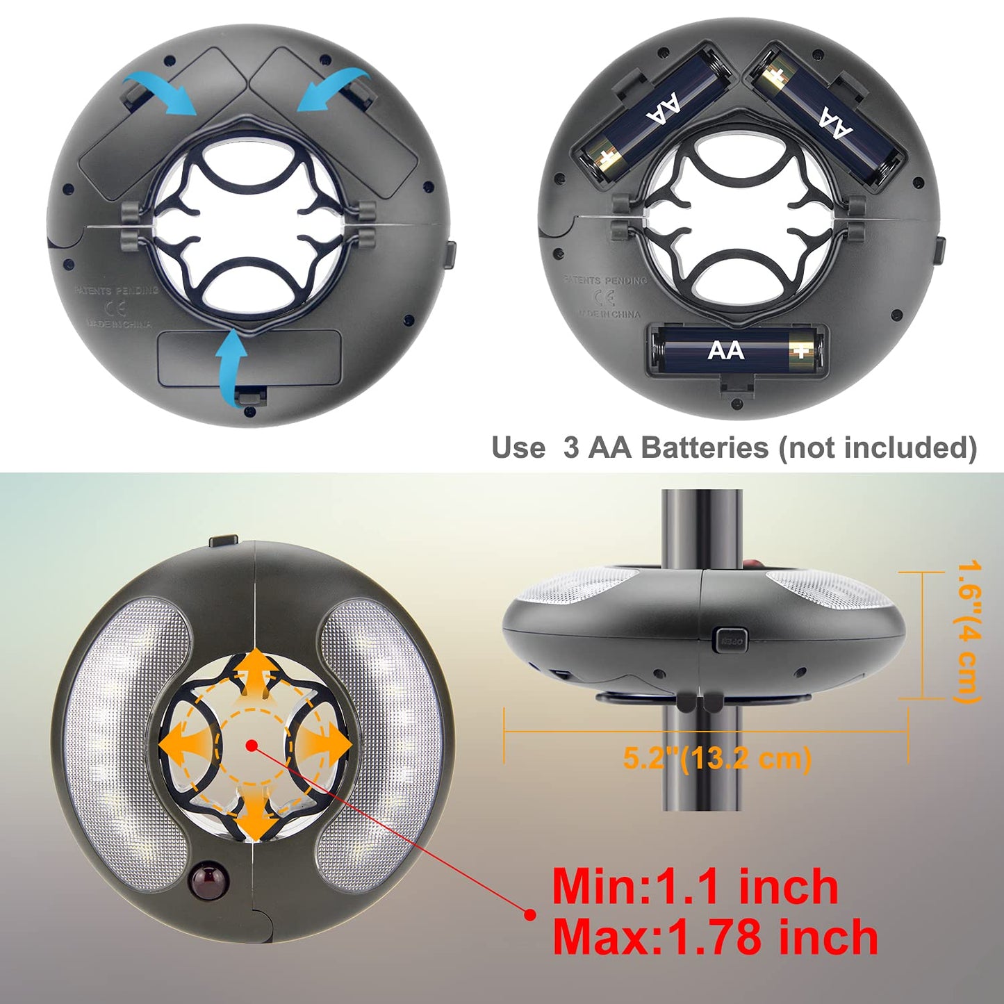BIGMONAT Battery Operated Hanging Lights Outdoor Patio Umbrella Light with Remote12Colors Changing Camping Tent Light Outside Brightness Dimmable