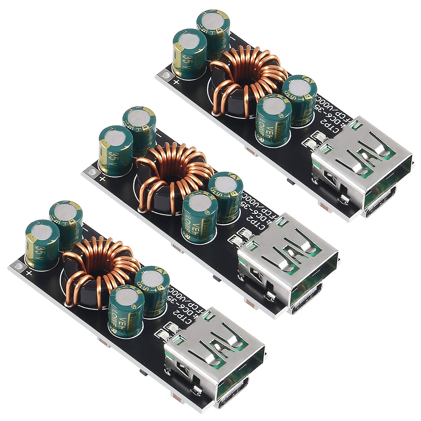 DWEII 3PCS 60W 6-35V DC to USB Type C PD 3.0 QC4.0 + & Type A QC3.0 DC Fast Charge 12V 24V Step-Down Power Module USB Type-C Mobile Phone Quick…