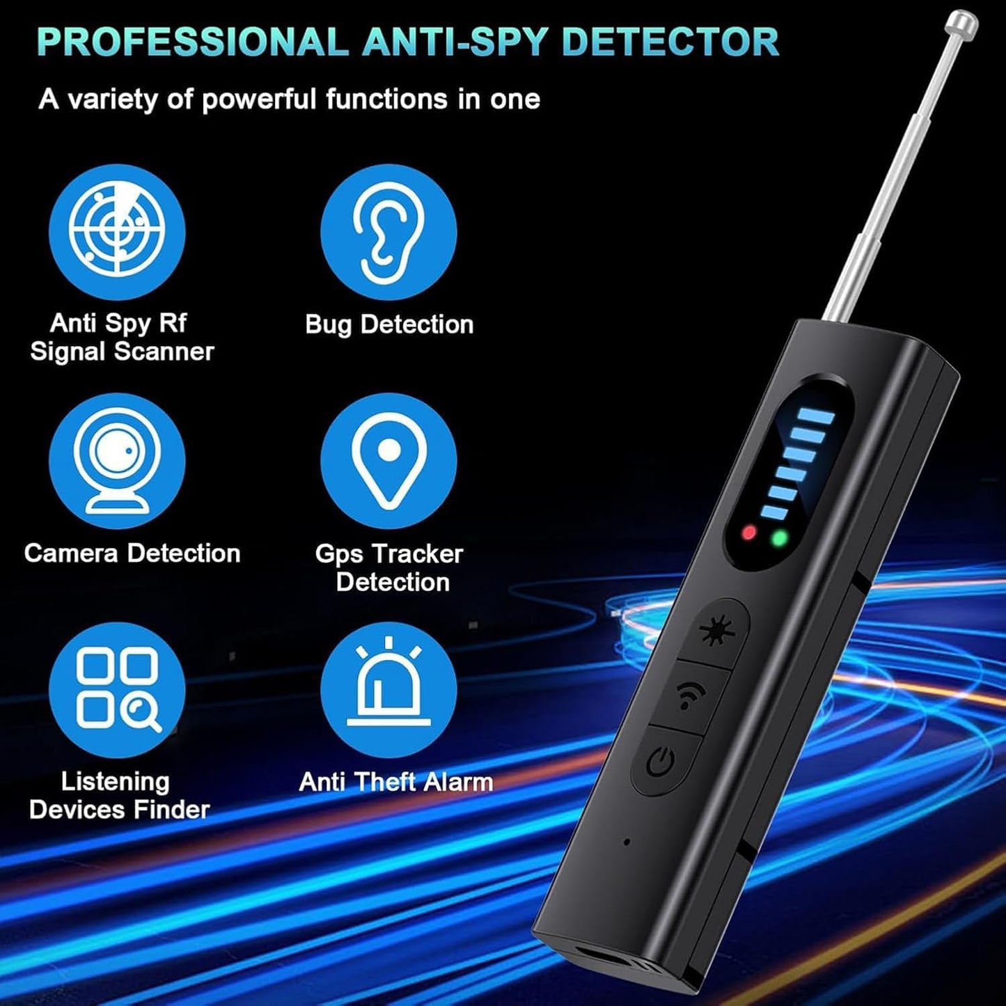 NuBits Hidden Camera Detectors,Spy Camera Finder,Portable Hidden Bug and Camera Detector,5 Levels Sensitivity 6 Modes,Wireless Rechargeable