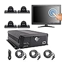JOINLGO 4-CH 1080P 10" Touch Screen DVR Camera System Loop Record Video, Mini Waterproof Camera 120 Degree View Angle for Truck Van Bus RV