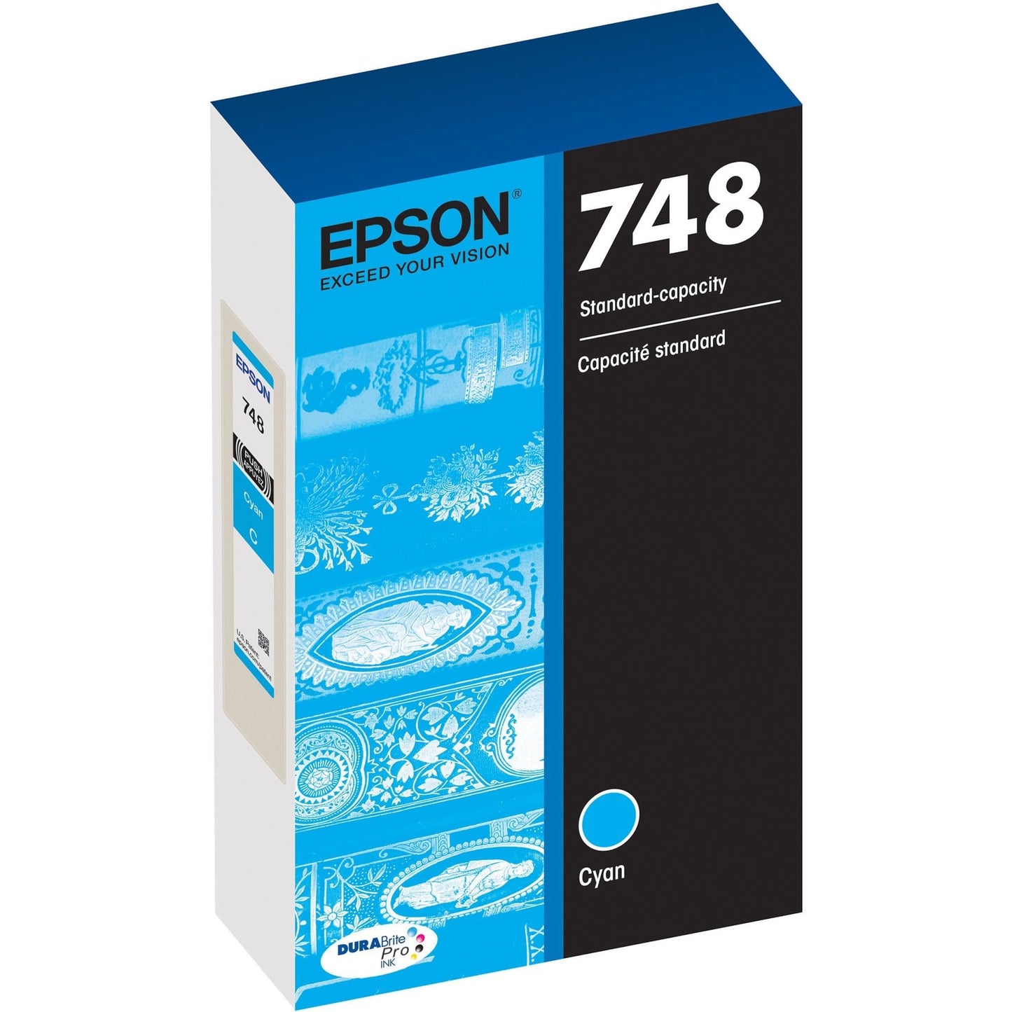 Epson 748 DURABrite Pro Ink Standard Capacity Cyan Cartridge (T748220) Works with Workforce WF-6530, WF-6590, WF-8590, WF-6090, WF-8090