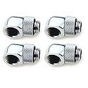 BXQINLENX Nickel-Plated Brass Silver Chrome G 1/4" Male to Female 90° Rotary Enhance Multi-Link Adapter Fitting for Computer Water Cooling System(4