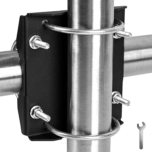 KSWLOR Antenna Mast Cross-Over Bracket Kit for 1.65" to 2.45" OD Pipes with Heavy Duty Right-Angle Plate & Mounting Hardware U Bolts Anti-Rust