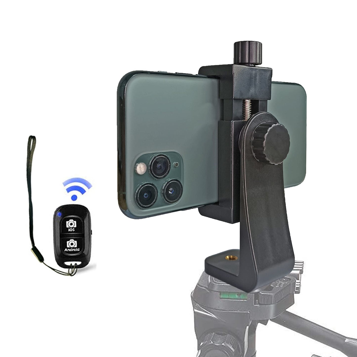 Peastrex Universal Phone Tripod Mount Adapter with ?ireless Camera Remote, Cellphone Holder Vertical and Horizontal Tripod Mount Rotatable Bracket