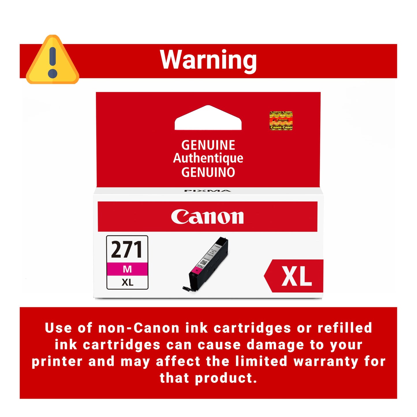 Canon CLI-271XL Genuine Magenta Ink Tank, Compatible with MG6820, MG6821, MG6822, MG5720, MG5721, MG5722, MG7720, TS5020, TS6020, TS8020, and TS9020
