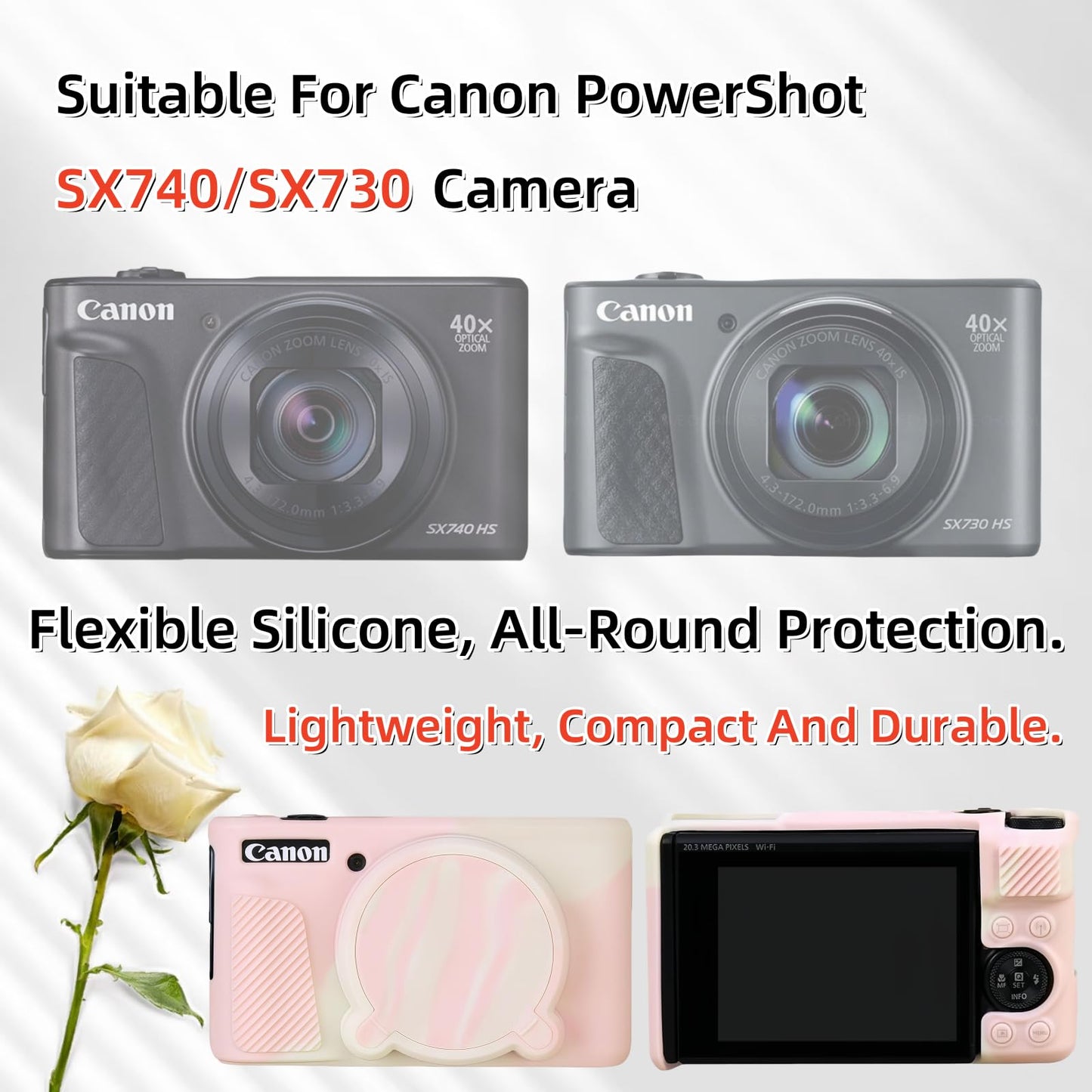 SZHSYJY Camera Case for Canon PowerShot SX740/ SX730 Digital Camera,Soft Silicone Protective Bag Removable Lens Cover,Anti-Scratch Slim Fit