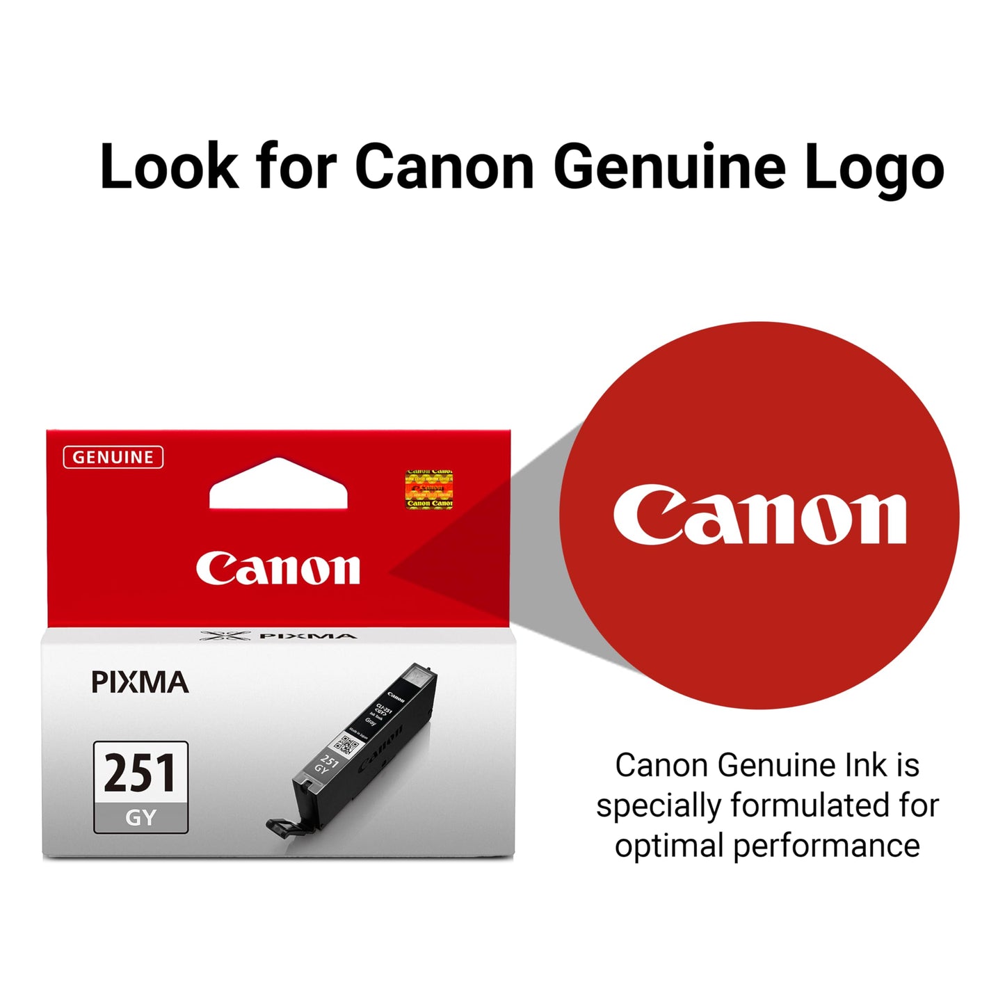 Canon CLI-251 Genuine Gray Ink Tank, Compatible with MG6320, MG7120, iP8720, and MG7520 Printers