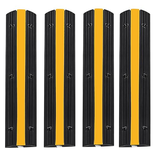 Floor Cord Cover, Heavy Duty 18000 lbs Loading Capacity, PVC Rubber Cord Protector, 4 Pack of 1 Channel Cord Cover Floor, Car Speed Bump, Anti-Slip