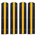 Floor Cord Cover, Heavy Duty 18000 lbs Loading Capacity, PVC Rubber Cord Protector, 4 Pack of 1 Channel Cord Cover Floor, Car Speed Bump, Anti-Slip