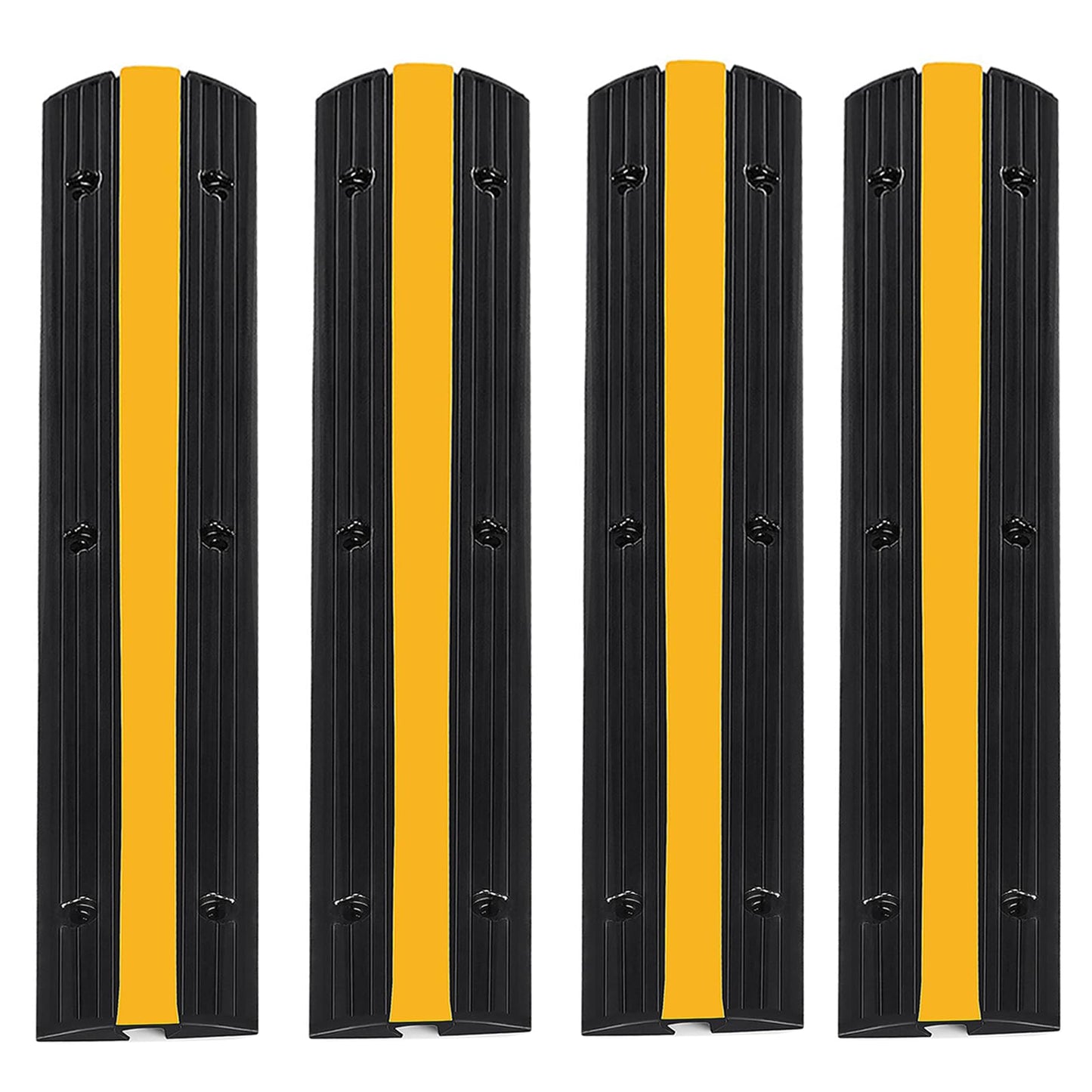 Floor Cord Cover, Heavy Duty 18000 lbs Loading Capacity, PVC Rubber Cord Protector, 4 Pack of 1 Channel Cord Cover Floor, Car Speed Bump, Anti-Slip