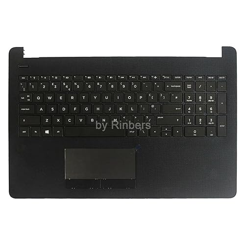 Rinbers 15.6" Laptop Palmrest Upper Case Top Cover with Keyboard and Touchpad Assembly Replacement L20387-001 AP29M000400 for HP 15-DA 15-DB 15-DR 250