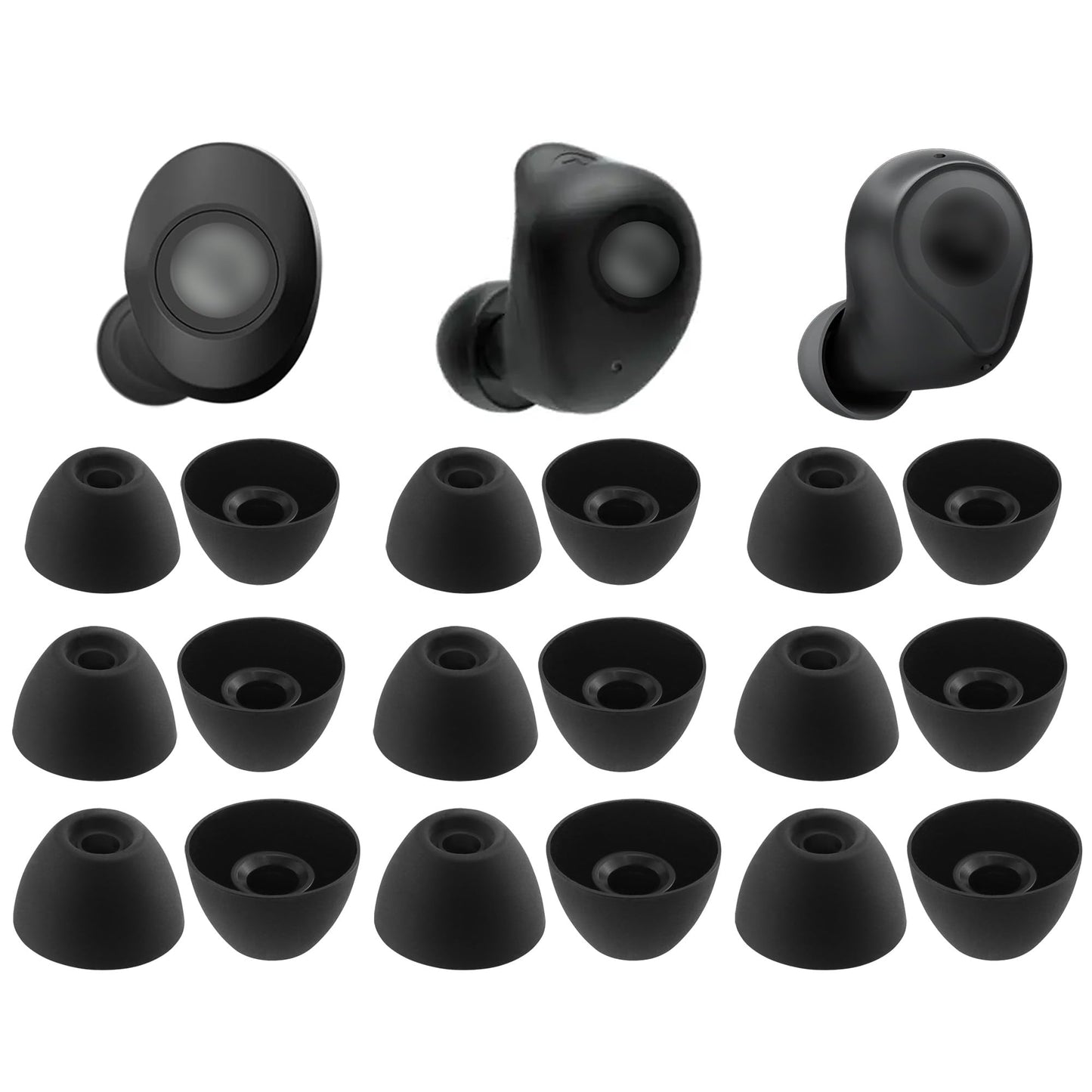NANLANFAN Replacement Silicone Ear Tips for Ray-con E25, Ray-con Everyday/Fitness Earbuds, 9 Pairs (S/M/L, Black)