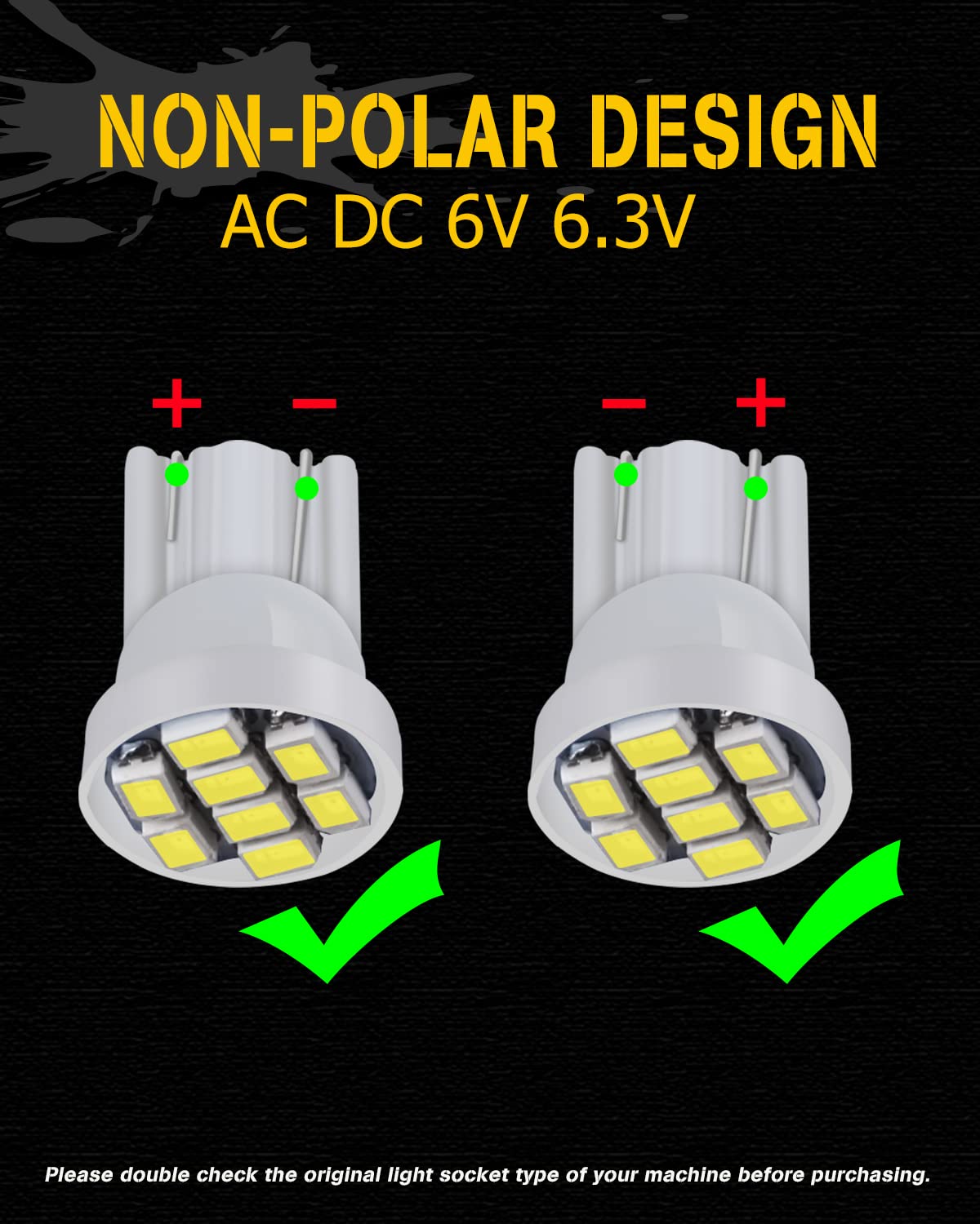 Qasim 555 Arcade Pinball Led Bulbs White Non-Polar AC DC 6V 6.3V