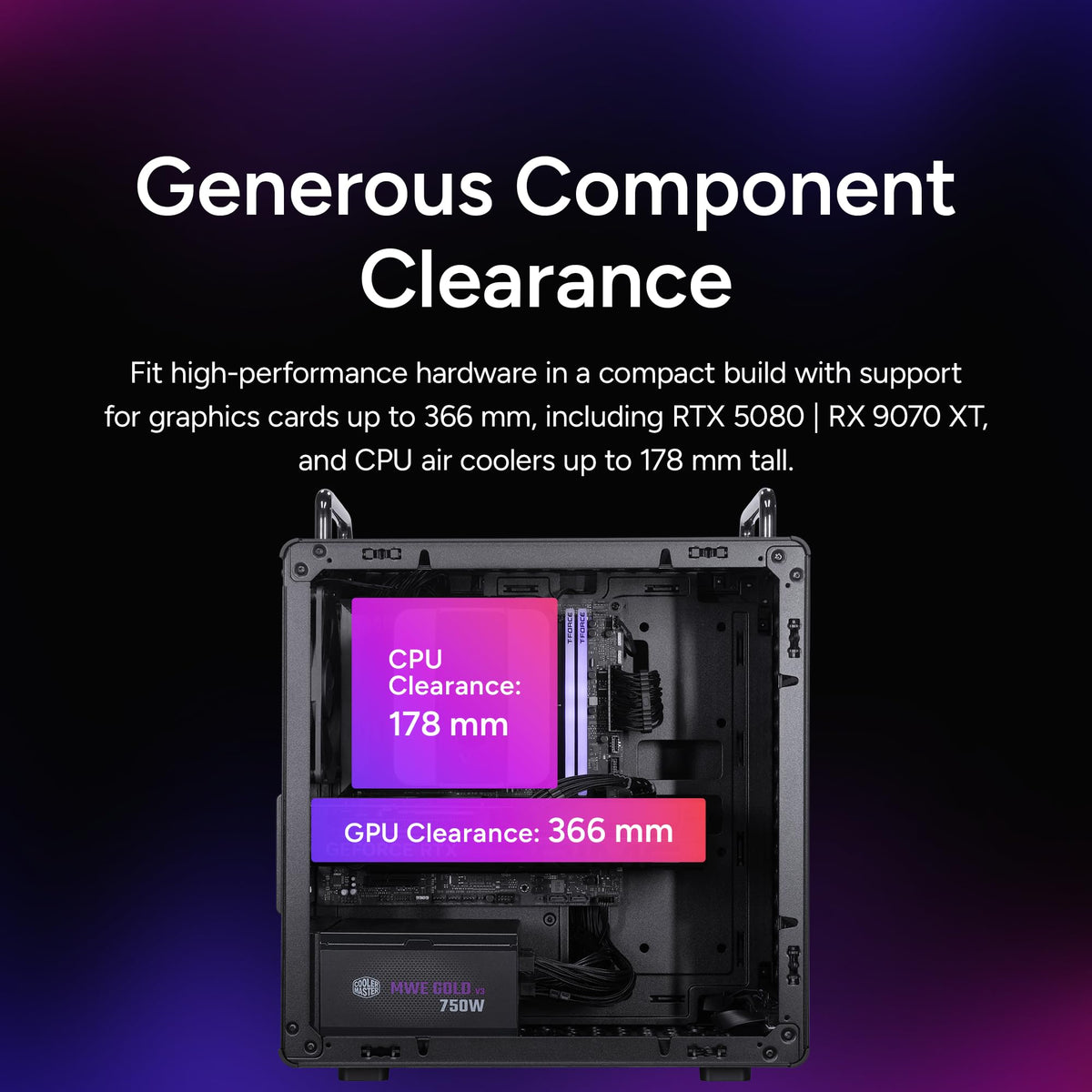 Cooler Master QUBE 340 Micro-ATX PC Case, High Airflow, Tempered Glass