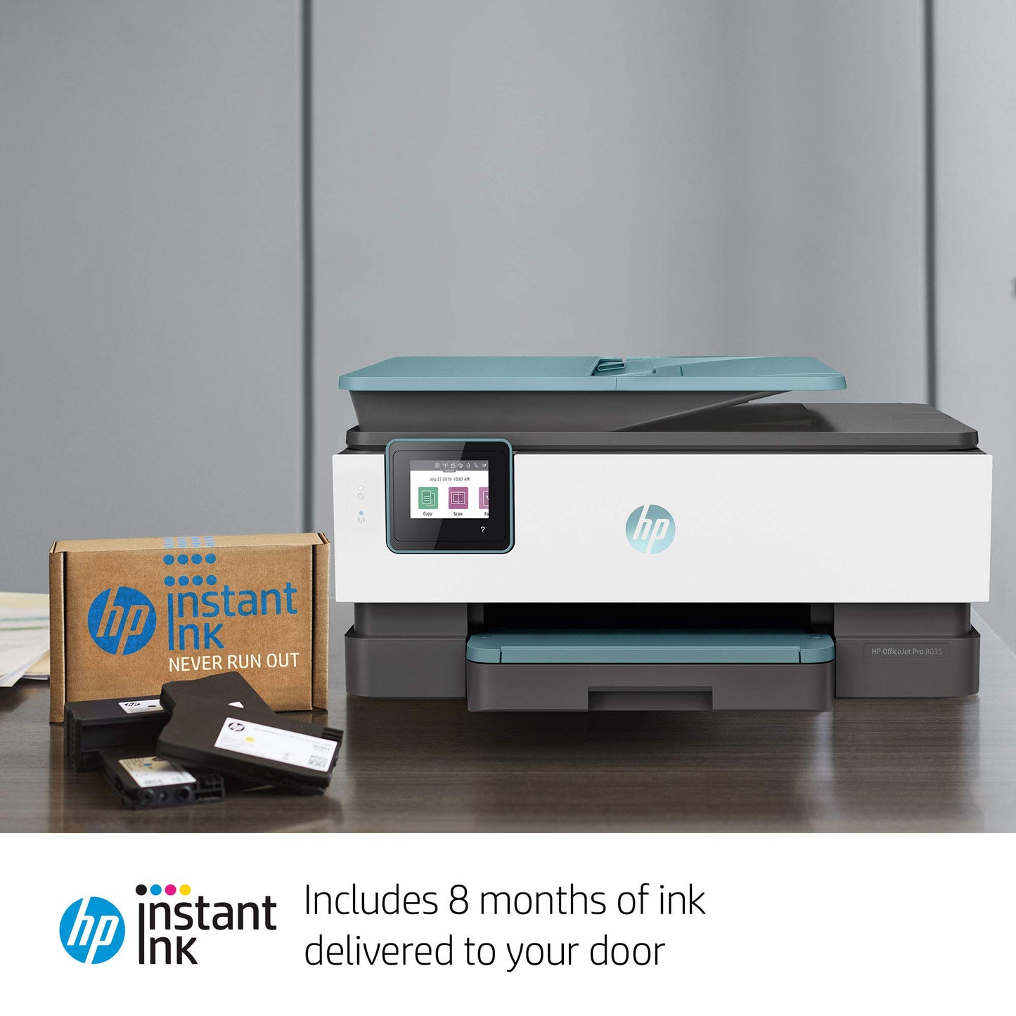 HP OfficeJet Pro 8035e Wireless Color All-in-One Printer (Oasis) with up to 12 Months Instant Ink (1L0H7A) (Renewed)
