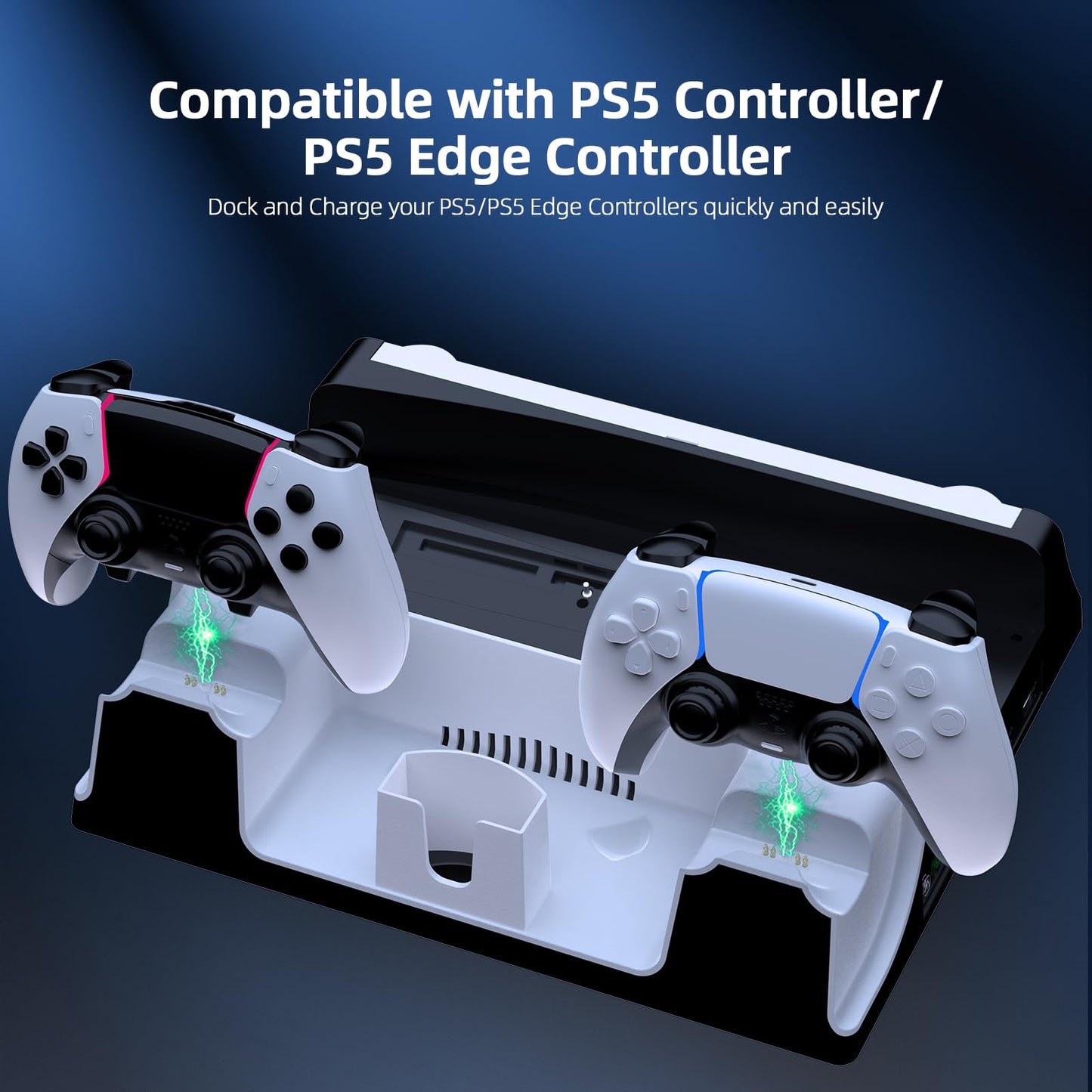 JOYTORN PS5 Vertical Stand with Cooling Fan and Dual Controller Charger Station for PlayStation 5/Slim Console, PS-5 Accessories with Headset