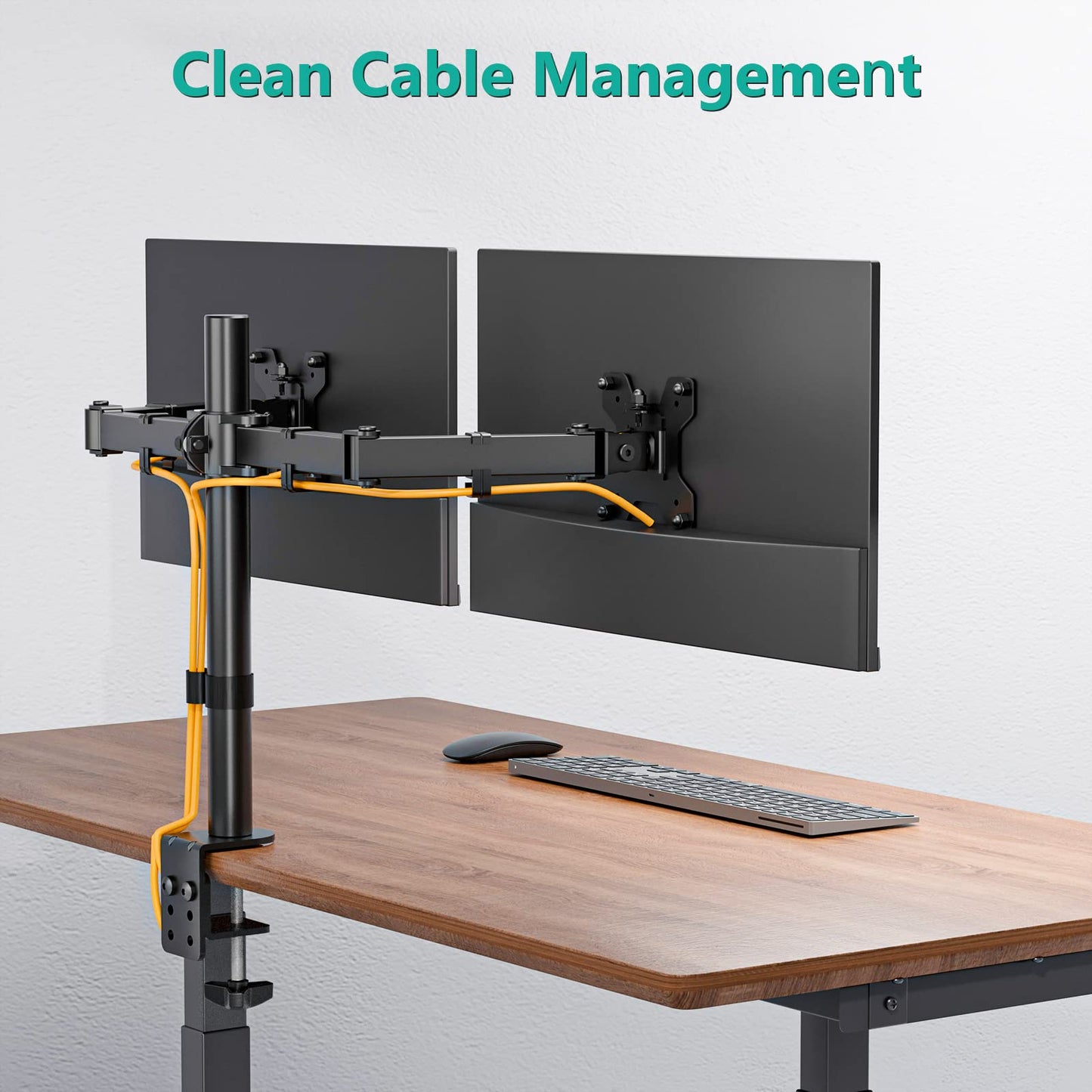 WALI Dual Monitor Stand for Desk, Dual Monitor Mounts for 2 Monitors up to 27 inch, 2 Monitor Desk Mount Holds up to 22 lbs, Height Adjustable Swivel