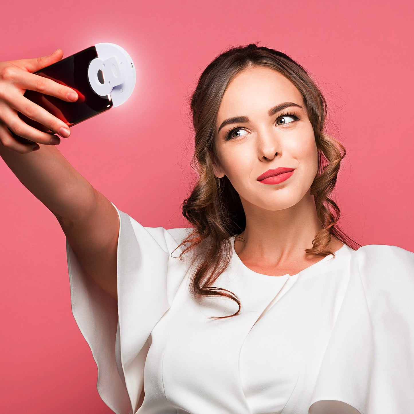 Windy City Novelties Rechargeable LED Selfie Ring Light - Clip-On 3.5” Phone Light for iPhone, Android & Laptops - USB Charging, Adjustable Brightness