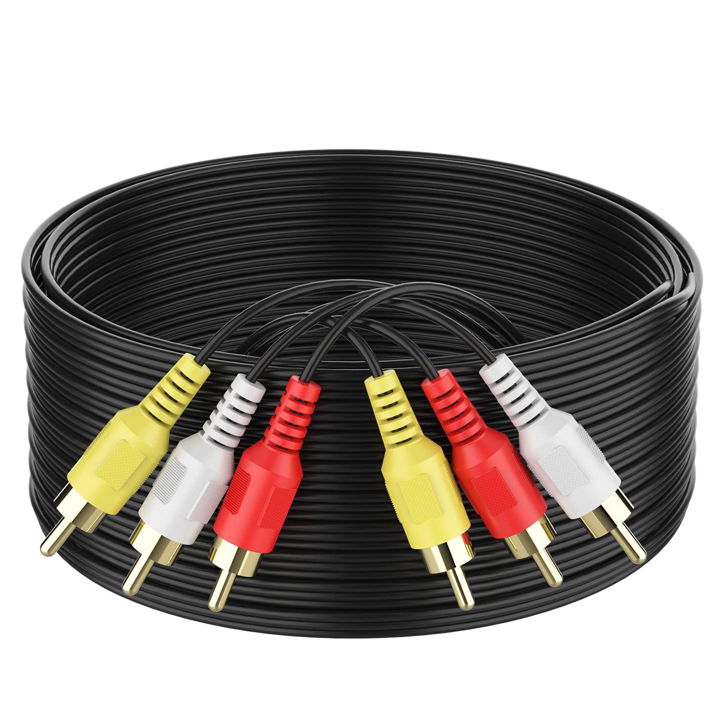 Audio Video RCA Cable, Abireiv 75FT 3RCA to 3RCA Composite AV Cable Compatible with Set-Top Box, Speaker, Amplifier, DVD Player, 24K Gold Plated
