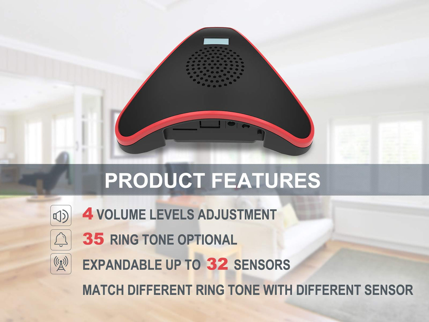 HTZSAFE Wireless Alarm Receiver,Driveway Alarm Receiver,32 Wireless Zones and 35 Ring Tones Optional
