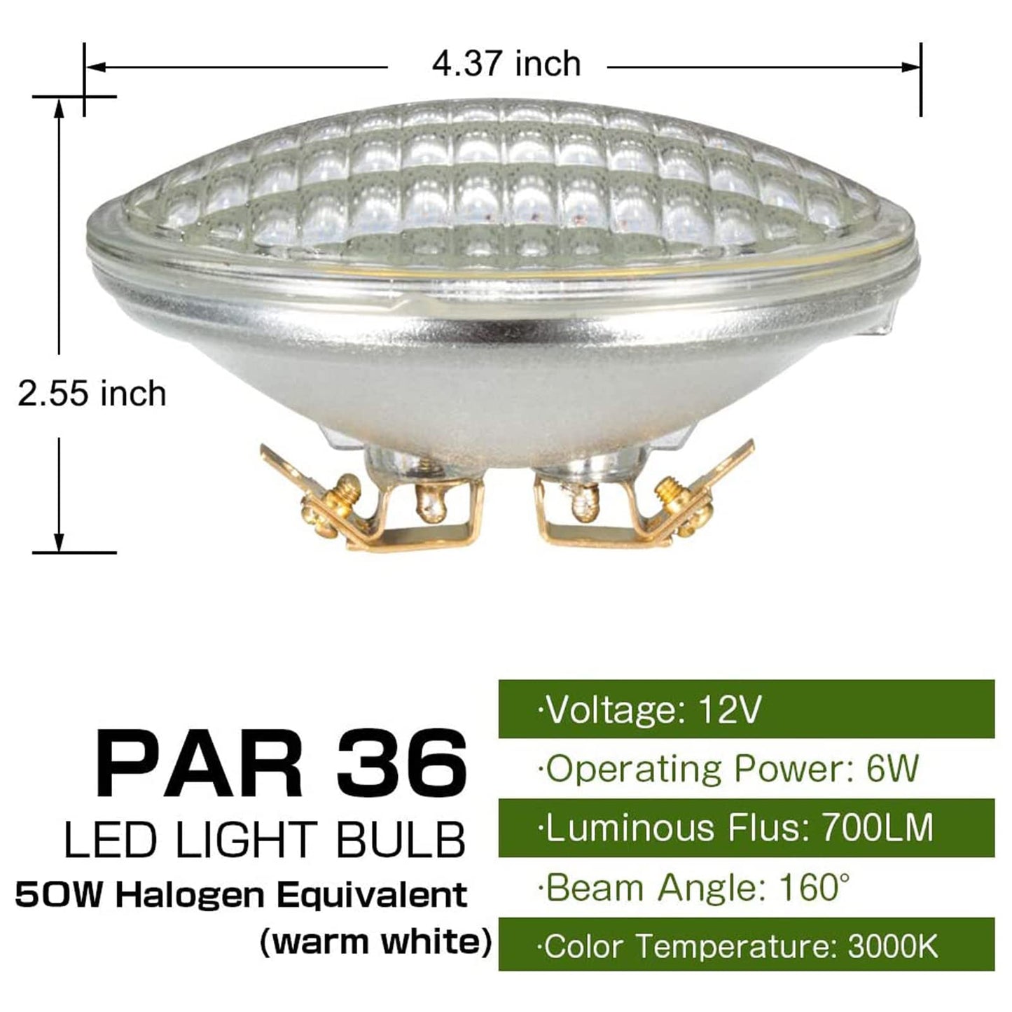 Haian Support PAR36 LED Landscape Bulb, 6W 50W Equivalent, 12V AC/DC