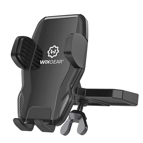 WixGear Universal Car Phone Mount CD Slot Car Mount Holder with New Gravity Self-Locking Design Mount, Compatible with All Phones (New Self-Locking)