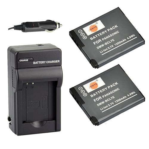 DSTE® 2X DMW-BCL7 DMW-BCL7E DMW-BCL7PP Battery + DC144 Travel and Car Charger Adapter Compatible with Panasonic Lumix DMC-F5 FH10 FS50 SZ3 SZ9 XS1 XS3