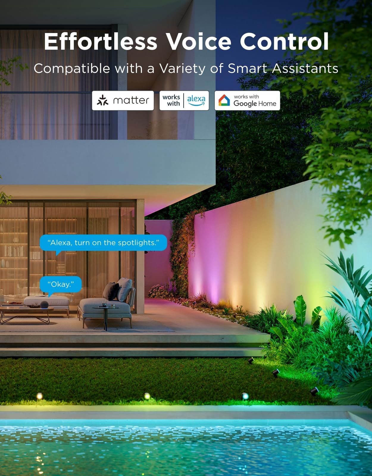 Govee Outdoor Spot Lights 2, IP67 Waterproof Spotlights, Landscape Lights Work with Matter, Alexa, and Google Assistant, RGBWIC Color Changing Light
