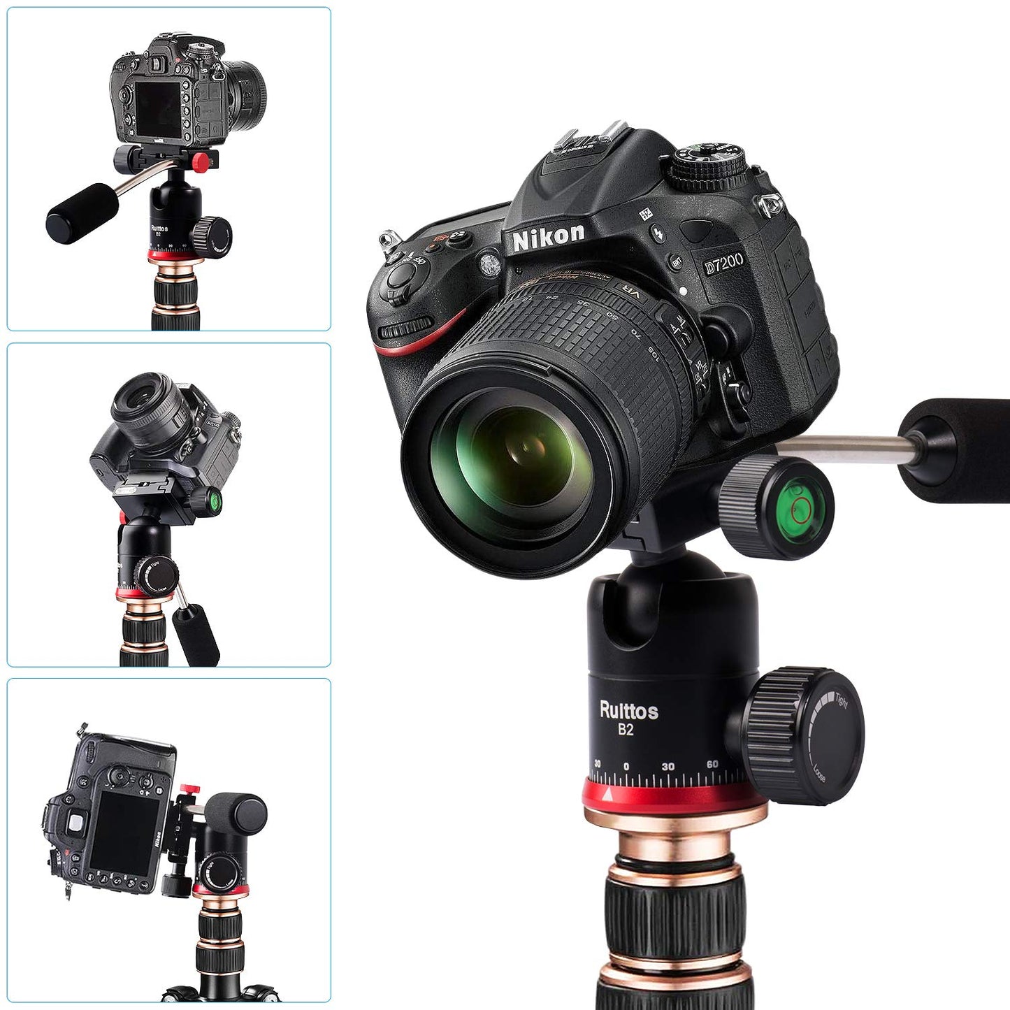 Tripod Ball Head, Ruittos Pan Head Camera Mount with Quick Release Shoe Plate and Handle, 360 Panoramic Ballhead for DSLR/SLR Camera Smart Phone