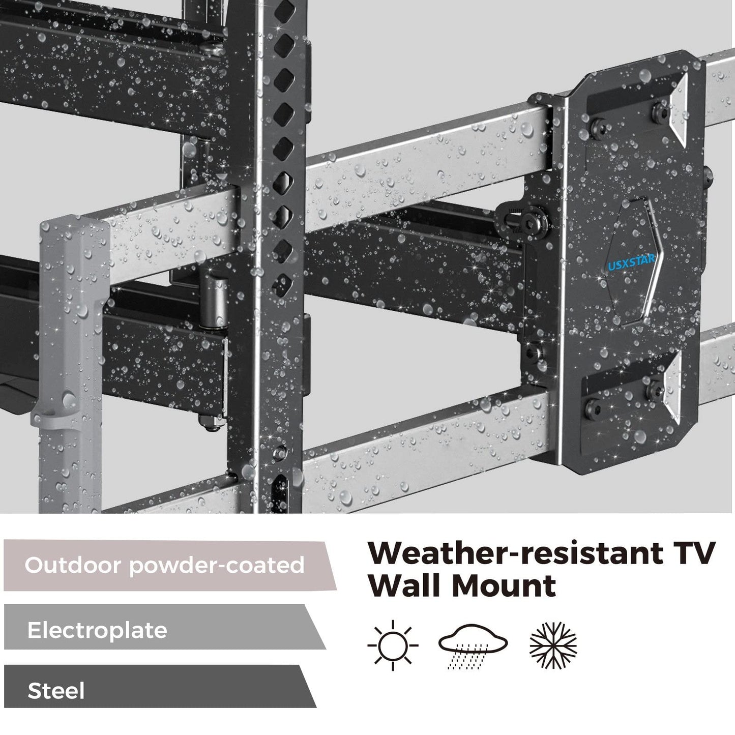 Weatherproof Outdoor TV Mount for 47-90 inch TV, Full Motion TVs Wall Mount TV Bracket with Smooth Swivel Tilt Extension Leveling, Hold Tv up